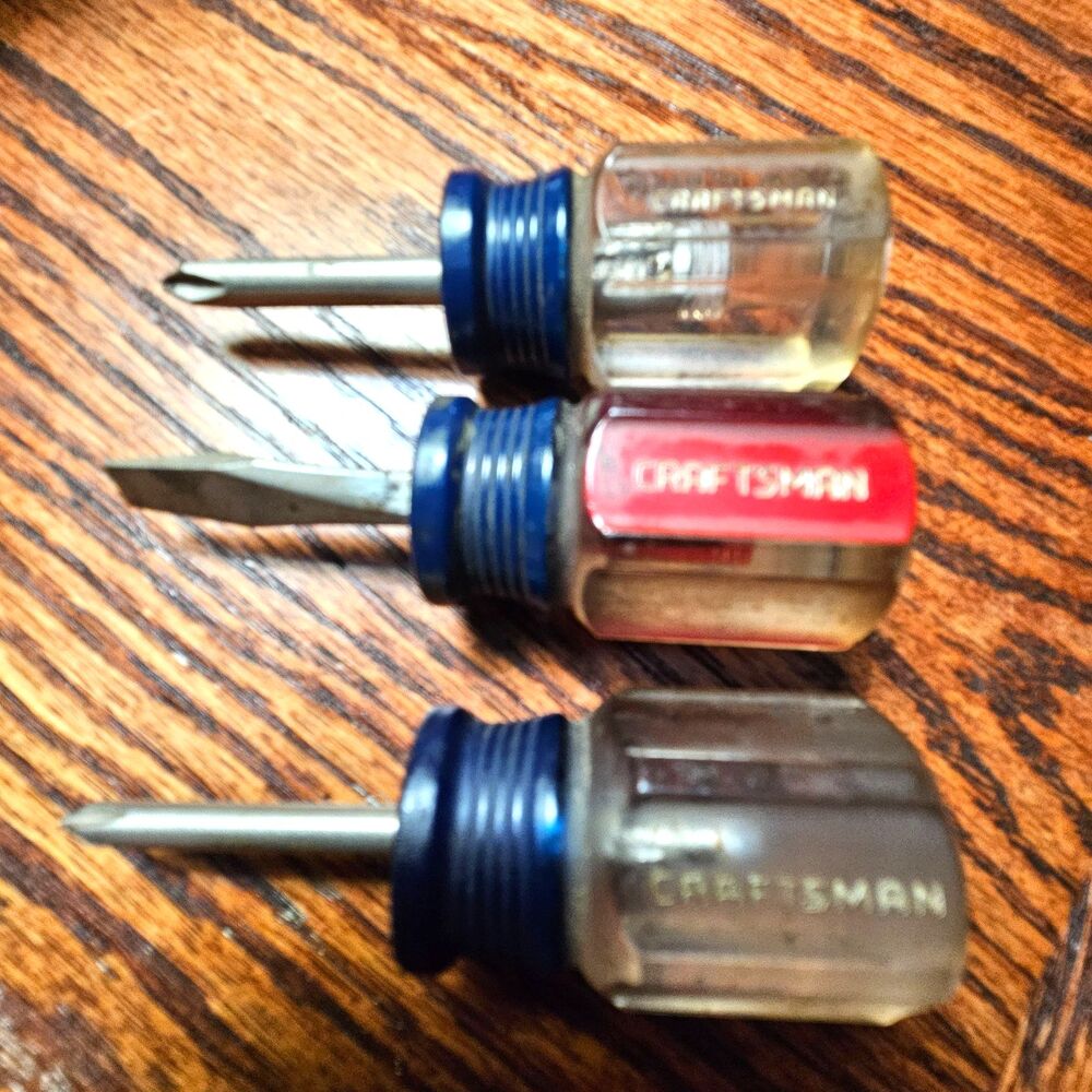 Vtg Craftsman USA Stubby Screwdriver Set Flat 4151 Phillips 4118 Phillips 41855